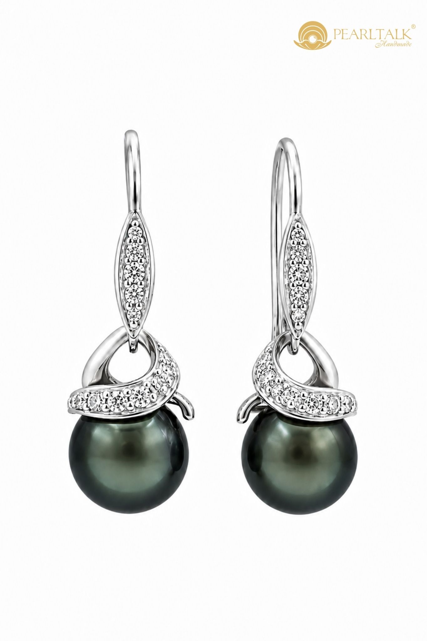 BÔNG TAI BẠC KIỂU ĐEN ÁNH XANH 9MM